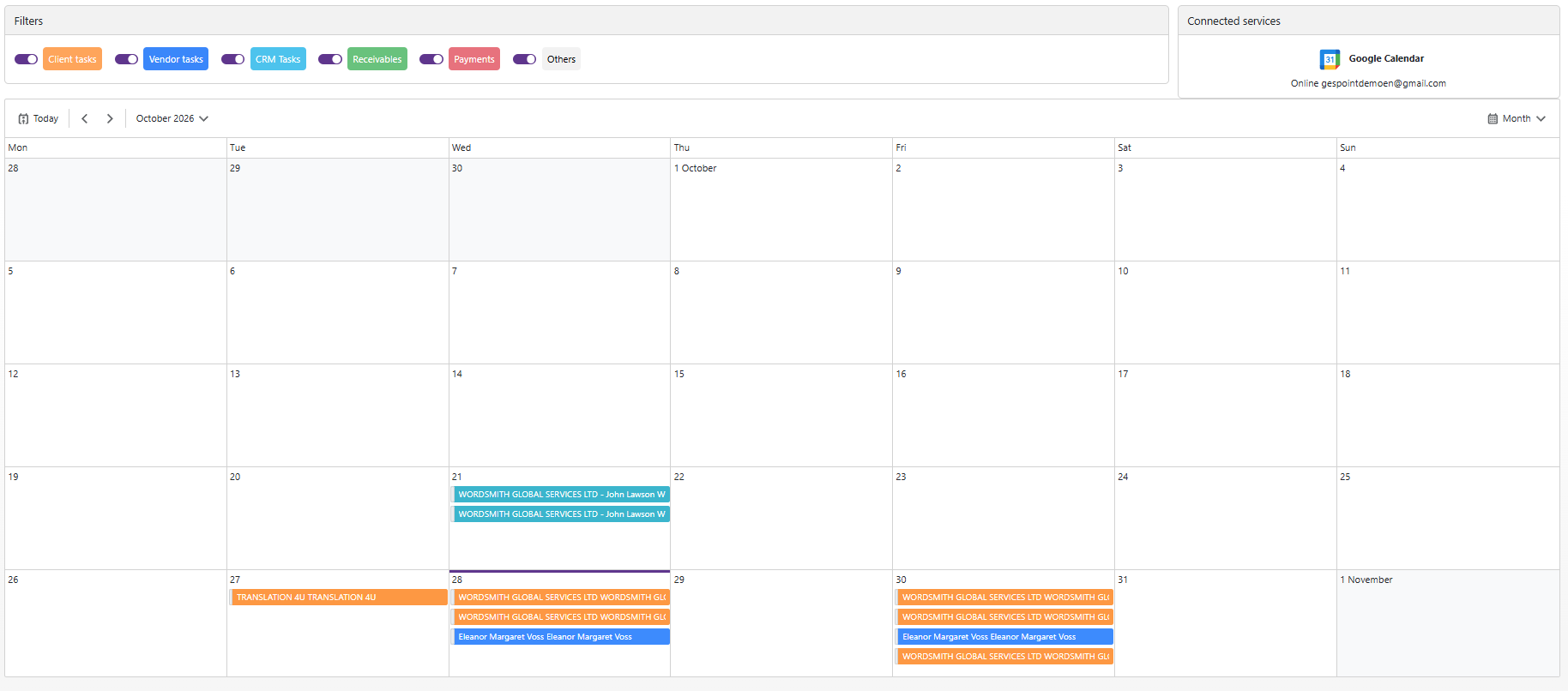 Task calendar with automatic reminders